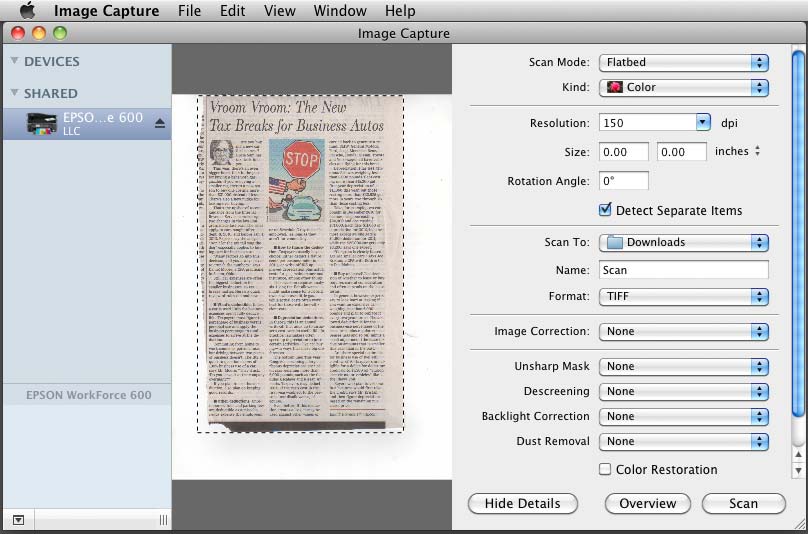 scan on an epson scanner for mac